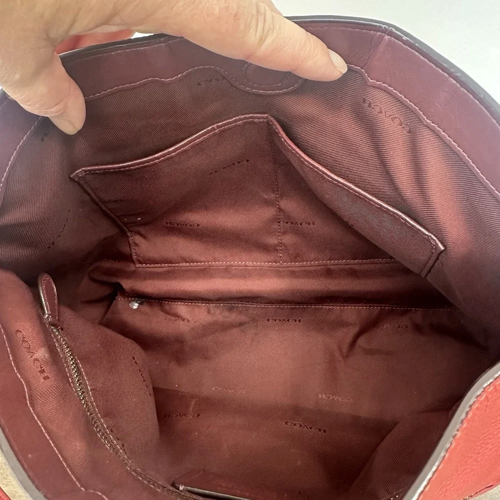 Coach 24947 Clarkson Coral Pink Pebbled Leather Magnetic Hobo Shoulder Bag Purse